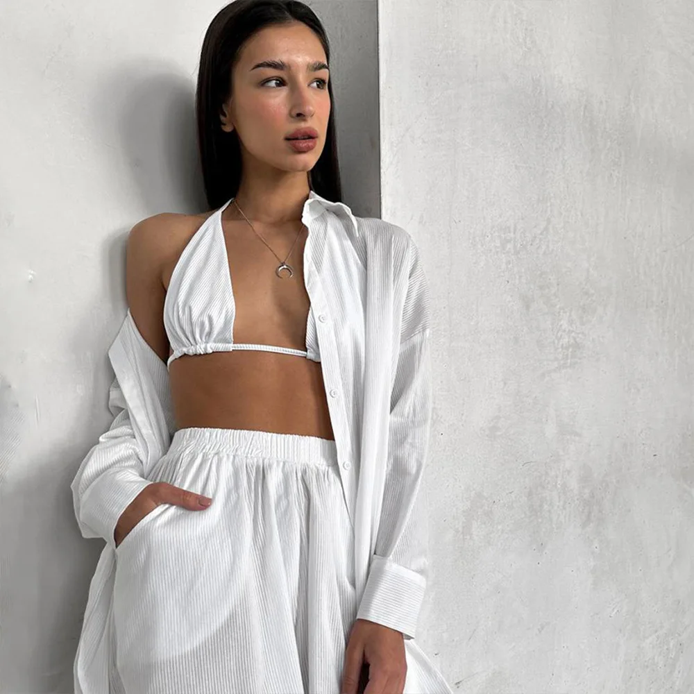 100% Cotton Underwear Shorts Shirt 3-Piece Set Spring 2025 New Women's White LOose Pajamas Loose Home Clothes Set
100% Cotton Underwear Shorts Shirt 3-Piece Set Spring 2025 New Women's White LOose Pajamas Loose Home Clothes Set