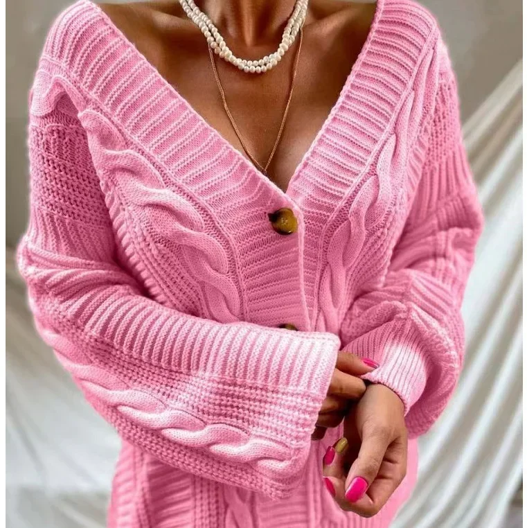 Women's Autumn Korean Version of A New Solid Color Single Breasted V-neck Long Sleeve Cardigan Casual Knit Twist Sweater Y2k
Women's Autumn Korean Version of A New Solid Color Single Breasted V-neck Long Sleeve Cardigan Casual Knit Twist Sweater Y2k