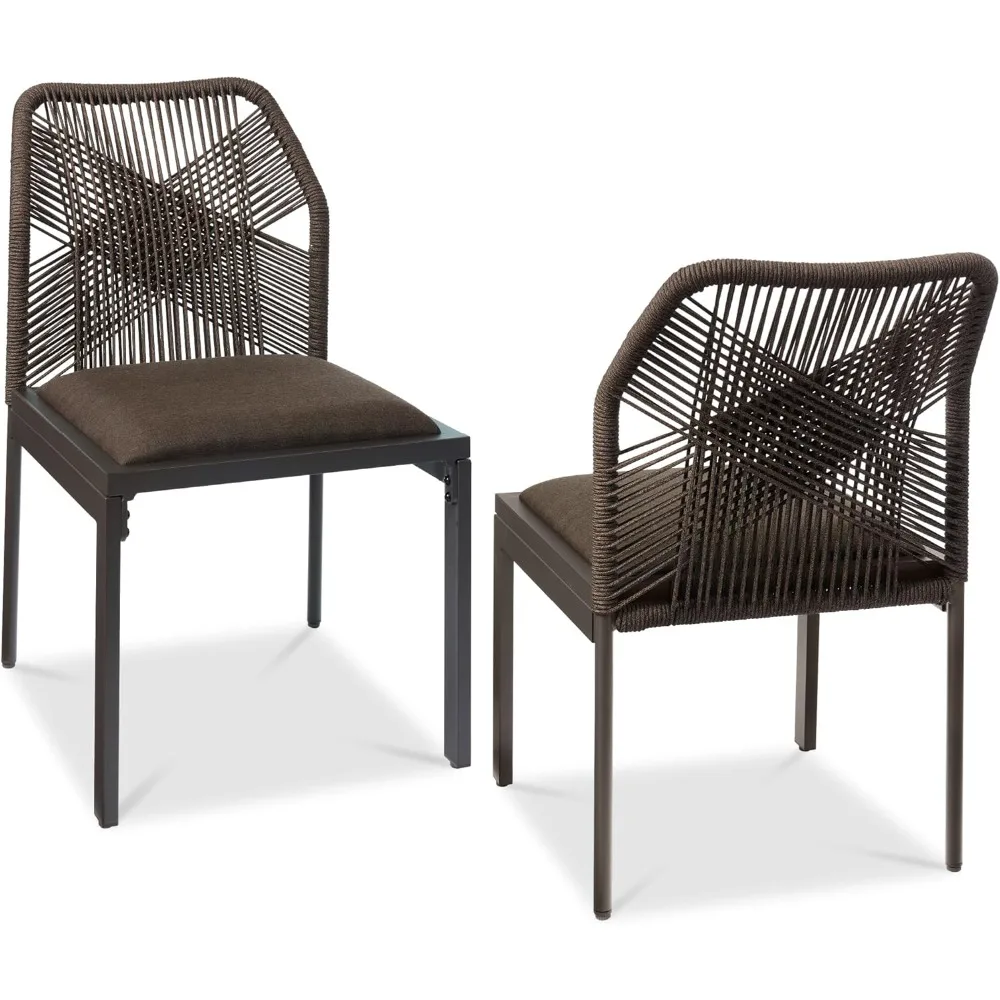 Two-piece Indoor/outdoor Modern Dining Chair Set, All-weather Rope Braided Design, Padded Seat, Aluminum Alloy Frame
Two-piece Indoor/outdoor Modern Dining Chair Set, All-weather Rope Braided Design, Padded Seat, Aluminum Alloy Frame