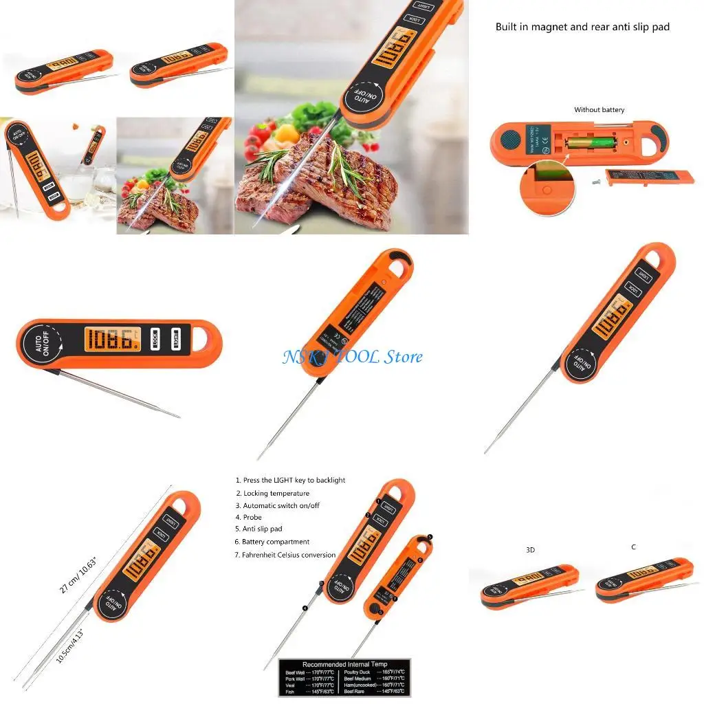 L8RC Cooking Temperature Long Probe with Large LCD-Screen for BBQ Cooking Grills
L8RC Cooking Temperature Long Probe with Large LCD-Screen for BBQ Cooking Grills