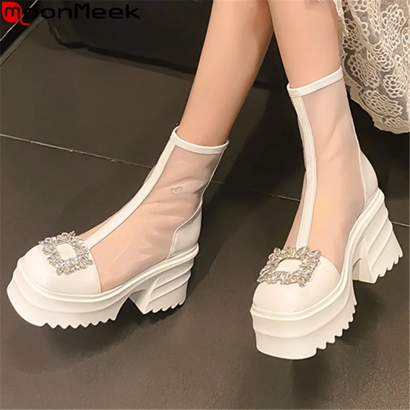 MoonMeek 2022 New Ladies Spring Genuine Leather Women Boots Zipper Platform Dress Shoes Rhinestone Thick High Heels Summer Boots
MoonMeek 2022 New Ladies Spring Genuine Leather Women Boots Zipper Platform Dress Shoes Rhinestone Thick High Heels Summer Boots