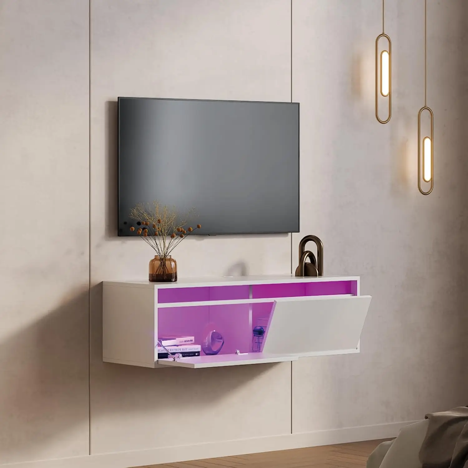 Modern Floating TV Stand For 32 37 43 55 Inch TV, TV Media Console For Living Room, Bedroom, Wall-Mounted, Customized
Modern Floating TV Stand For 32 37 43 55 Inch TV, TV Media Console For Living Room, Bedroom, Wall-Mounted, Customized