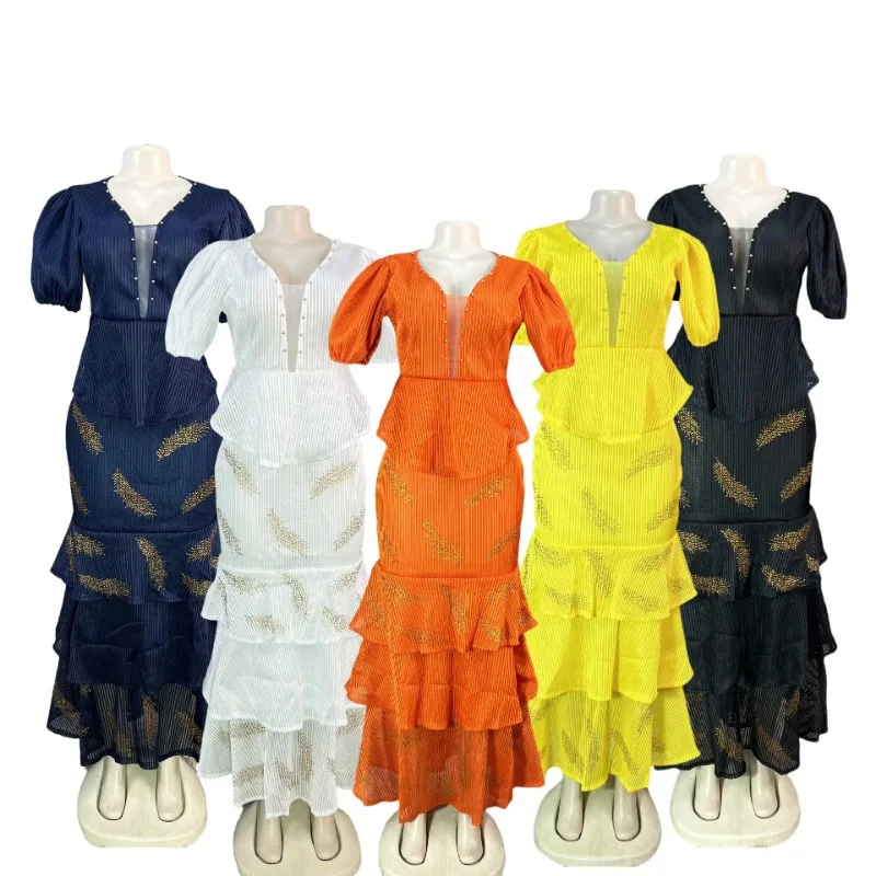 African Party Evening Dresses for Women Spring Elegant African Short Sleeve V-neck Polyester Maxi Dress Dashiki African Clothes
African Party Evening Dresses for Women Spring Elegant African Short Sleeve V-neck Polyester Maxi Dress Dashiki African Clothes