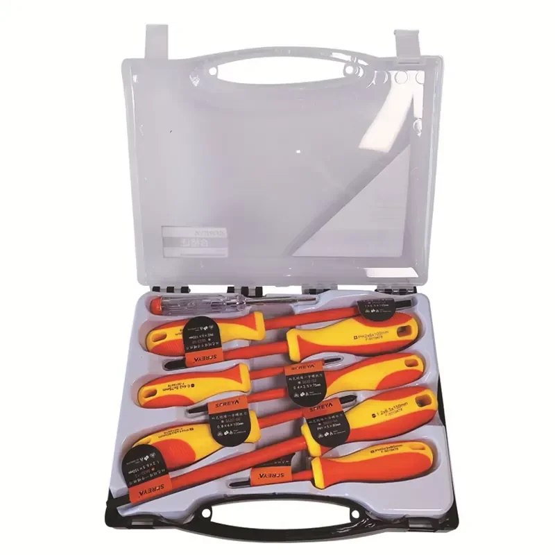 S671-08 SFREYA VDE 1000V Insulated Insulation Tools case Double Color 8pcs Phillips and Slotted Screwdriver Set Kit
S671-08 SFREYA VDE 1000V Insulated Insulation Tools case Double Color 8pcs Phillips and Slotted Screwdriver Set Kit