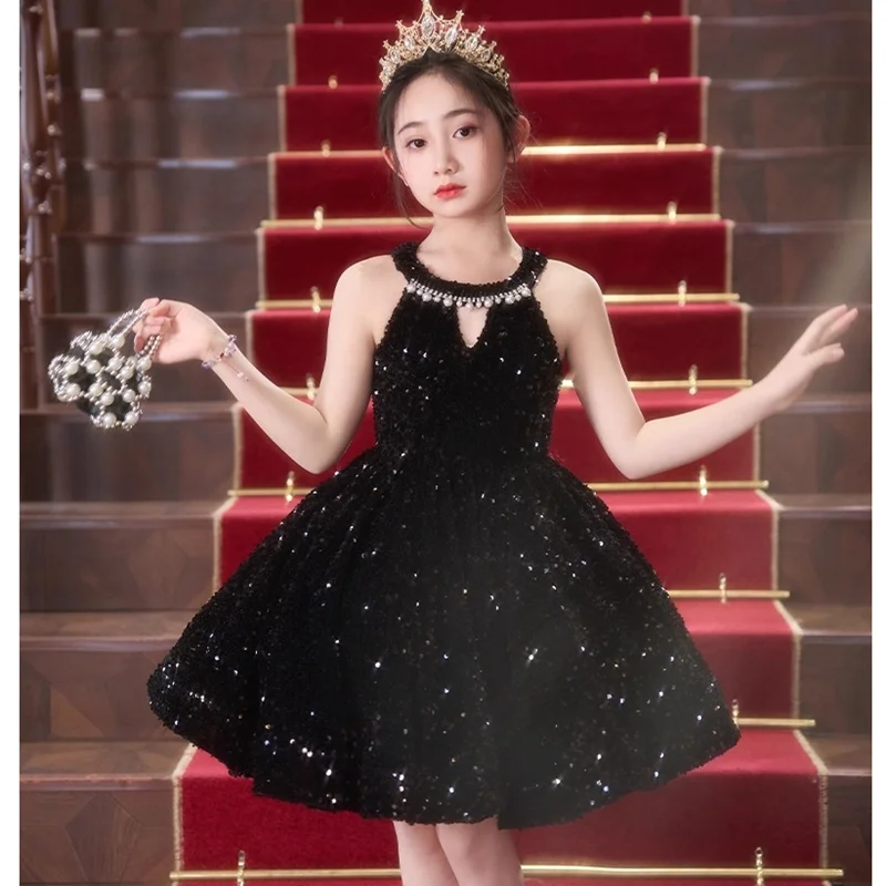Children Elegant Black Host Piano Performance Princess Ball Gown Girls Fashion Birthday Party Dress y1674
Children Elegant Black Host Piano Performance Princess Ball Gown Girls Fashion Birthday Party Dress y1674