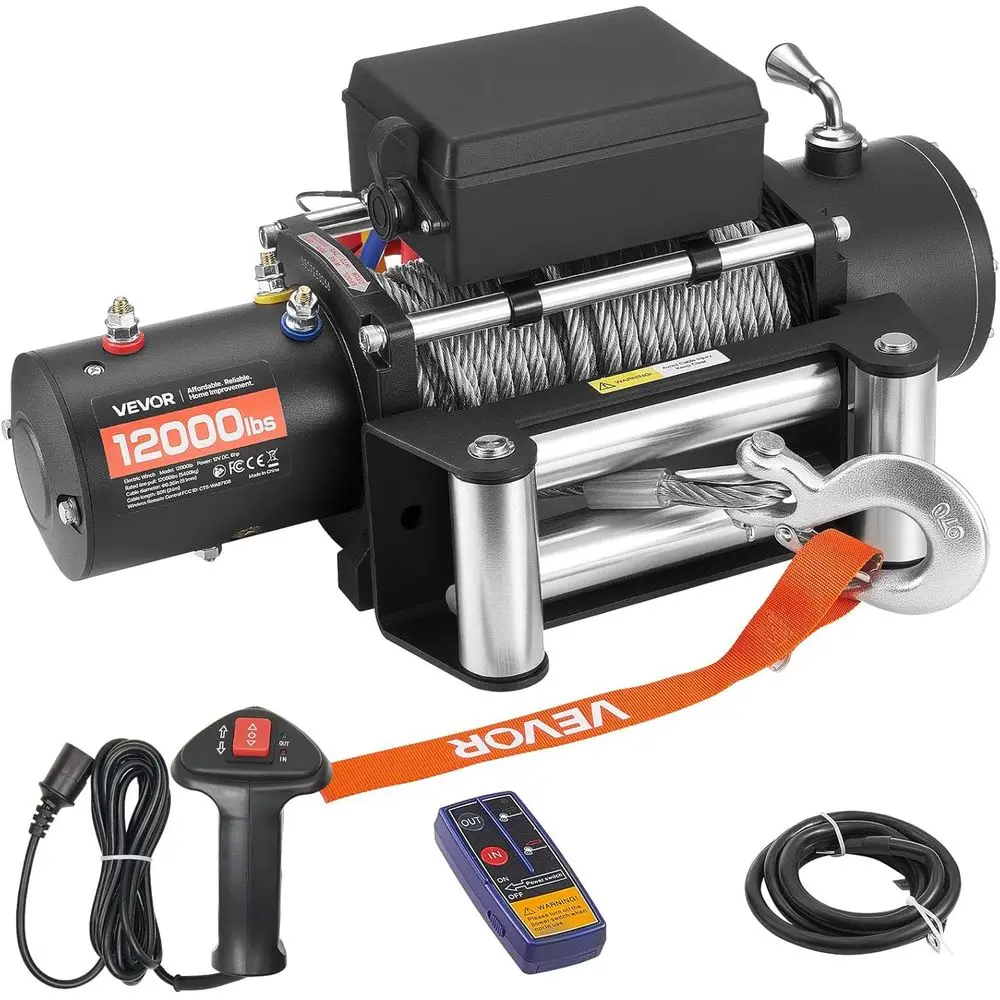 12V DC 12000 lbs Capacity Winch, 80ft 0.36in Steel Cable, Wired/Wireless Remote, IP55 Rated for SUV, Trailer, Boat Towing
12V DC 12000 lbs Capacity Winch, 80ft 0.36in Steel Cable, Wired/Wireless Remote, IP55 Rated for SUV, Trailer, Boat Towing