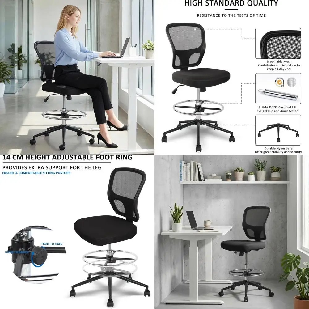 Ergonomic Tall Office Chair with Adjustable Height, High Back, Footrest, and Wheels
Ergonomic Tall Office Chair with Adjustable Height, High Back, Footrest, and Wheels
