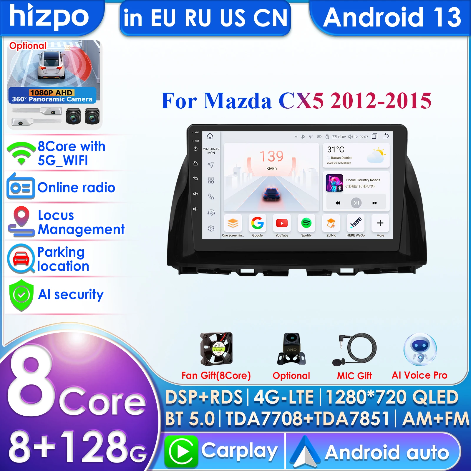 For Mazda CX5 CX-5 CX 5 2012 - 2015 Car Radio Multimedia Video Player Navigation Android 13 No 2din 2 Din Carplay 4G-LTE RDS DAB
For Mazda CX5 CX-5 CX 5 2012 - 2015 Car Radio Multimedia Video Player Navigation Android 13 No 2din 2 Din Carplay 4G-LTE RDS DAB