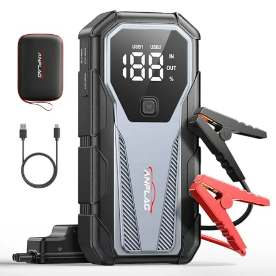 Portable Car Jump Starter 6000A 12V Battery Pack 16800mAh with Smart Jumper Cables LED Display Fast Charging SOS Light Emergenc
Portable Car Jump Starter 6000A 12V Battery Pack 16800mAh with Smart Jumper Cables LED Display Fast Charging SOS Light Emergenc