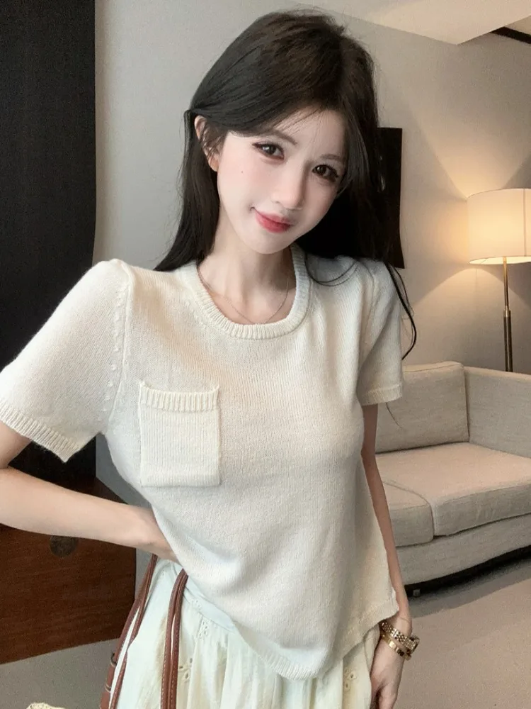 Summer Knot T-Shirt Women's Loose Thin round Neck Knitted Top Fashionable Age-Reversing Korean Style Citywalk Breat...
Summer Knot T-Shirt Women's Loose Thin round Neck Knitted Top Fashionable Age-Reversing Korean Style Citywalk Breat...