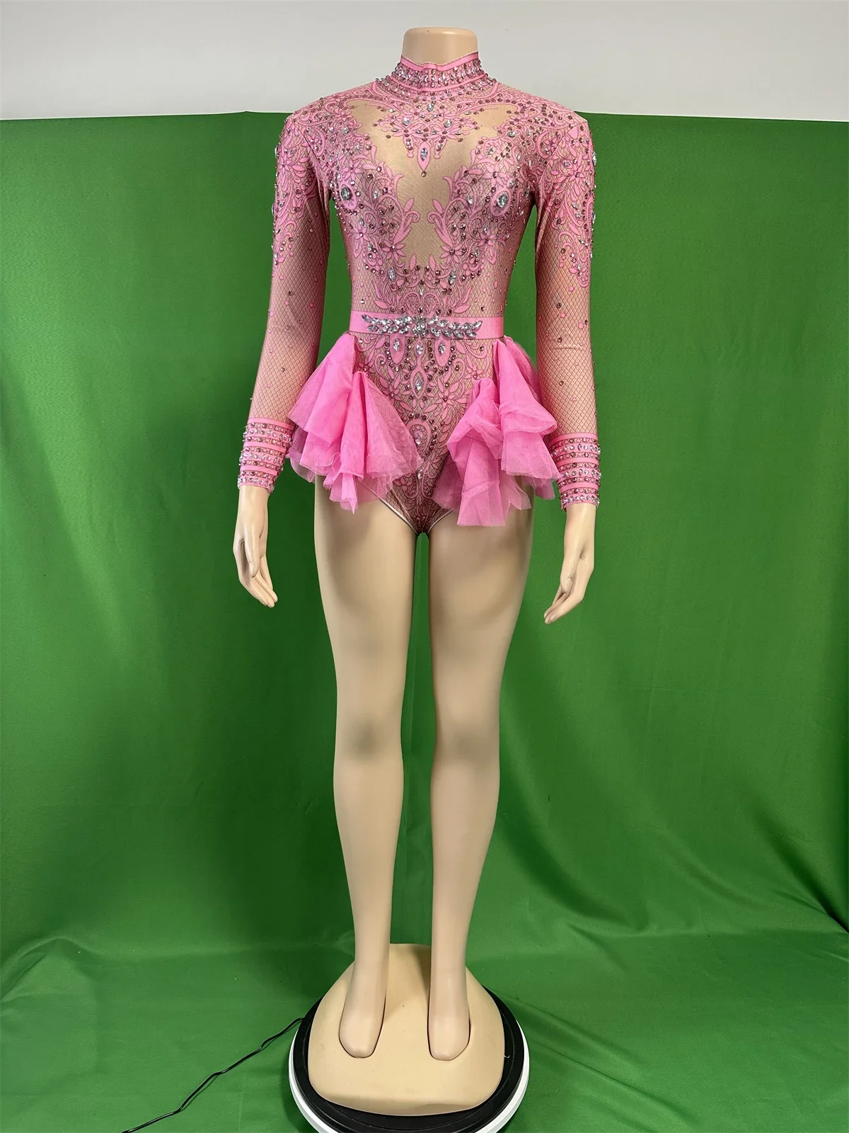 Pink Rhinestone Ruffle Mesh Bodysuits For Women Dance Team Cheerleader Leotard
Pink Rhinestone Ruffle Mesh Bodysuits For Women Dance Team Cheerleader Leotard
