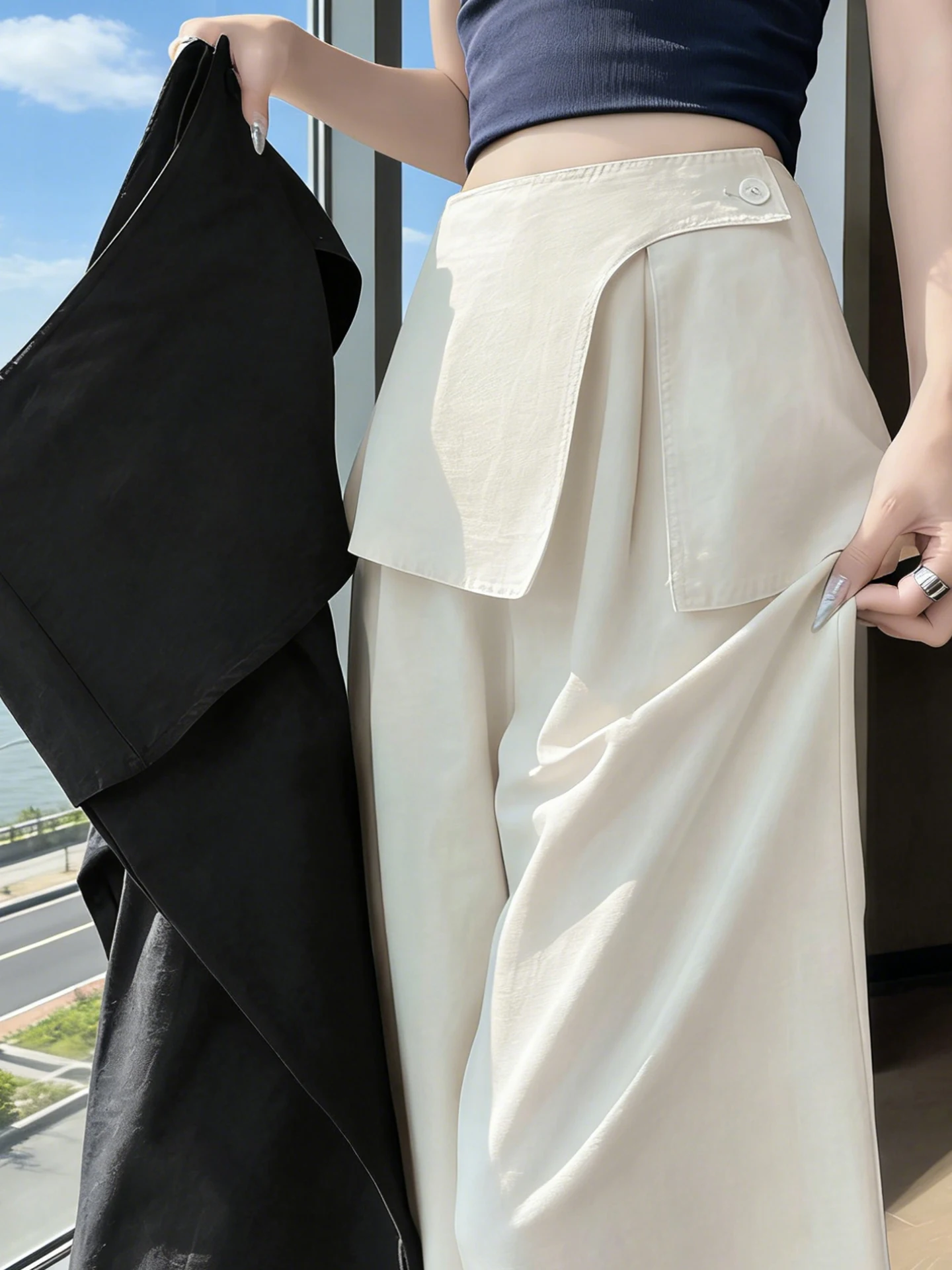 High Waist Wide Leg Pants Women's Linen Straight Cut Summer New Design Sensation Slimming Casual Trousers Two-Piece Set
High Waist Wide Leg Pants Women's Linen Straight Cut Summer New Design Sensation Slimming Casual Trousers Two-Piece Set