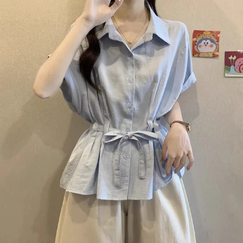 Women Clothing Summer Fashion Casual Button Solid Color Polo Collar Women Shirts Simplicity Office Lady Appear Thin Short Sleeve
Women Clothing Summer Fashion Casual Button Solid Color Polo Collar Women Shirts Simplicity Office Lady Appear Thin Short Sleeve