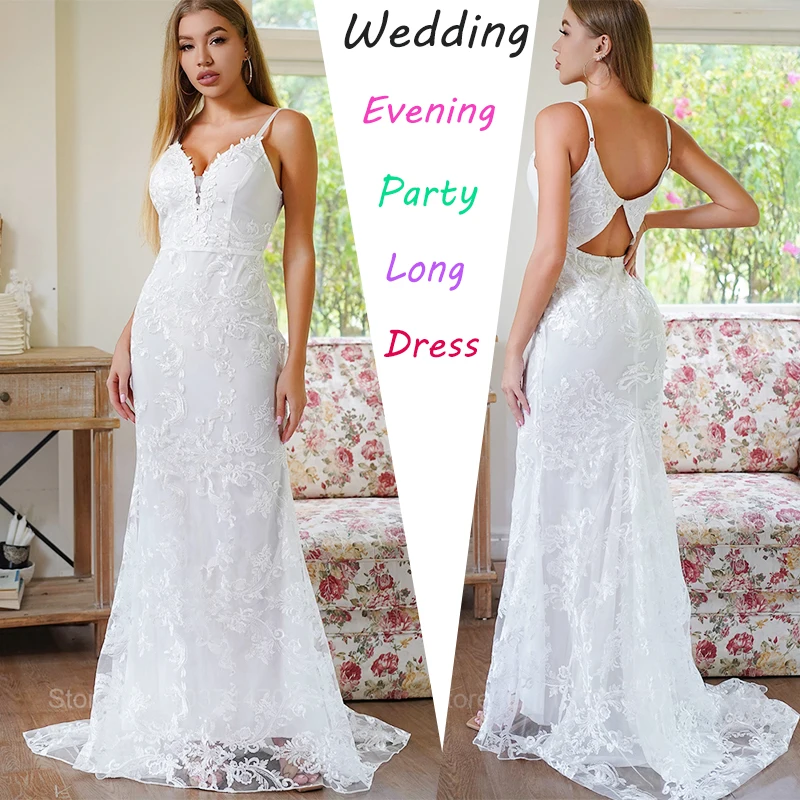 Deep V Neck Sleeveless White Cocktail Prom Dress Luxury Spaghetti Strap Long Evening Party Gown Women Maxi Dresses Summer
Deep V Neck Sleeveless White Cocktail Prom Dress Luxury Spaghetti Strap Long Evening Party Gown Women Maxi Dresses Summer