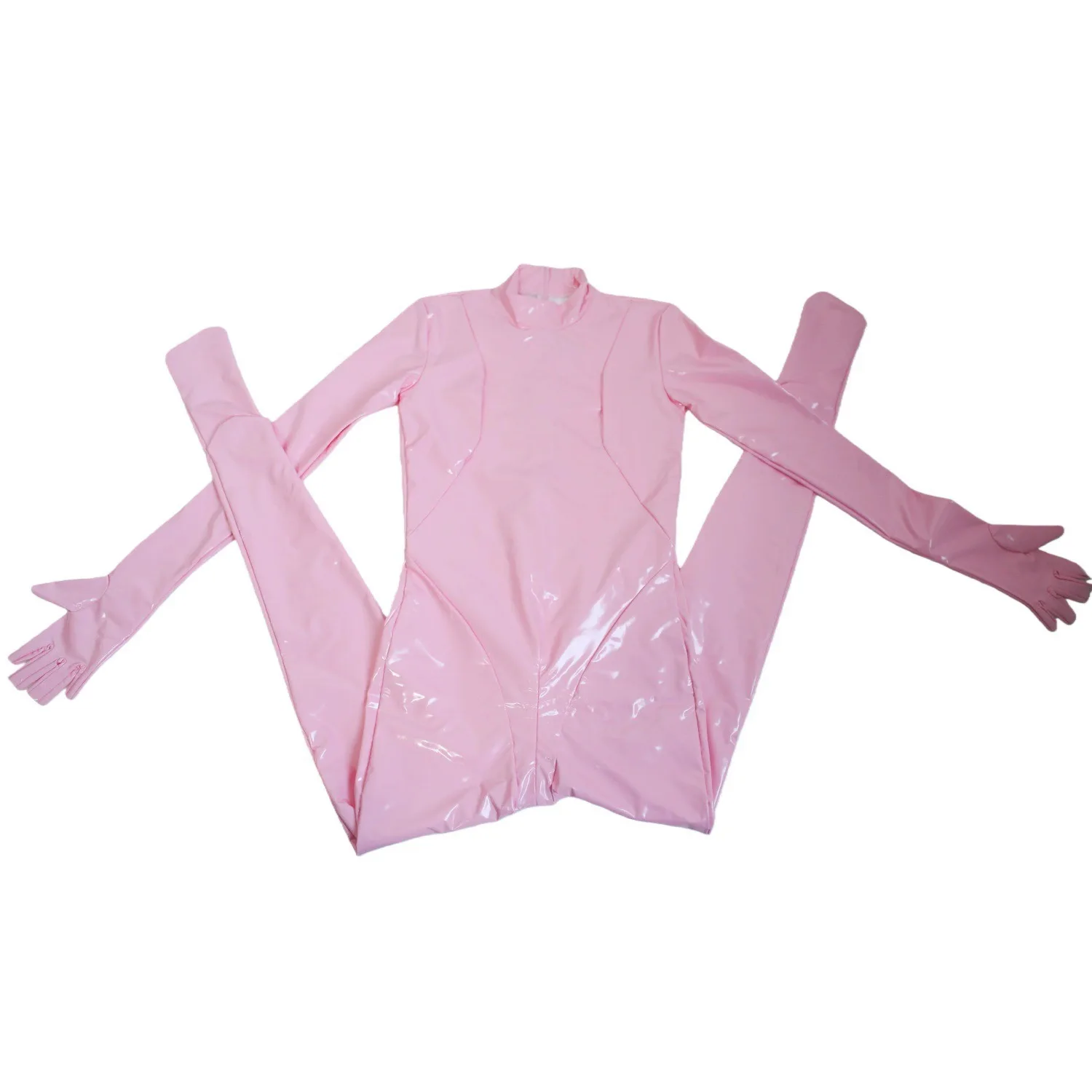 Women's Jumpsuits PVC Shiny Full Bodysuit Latex Elasitc Tights Zipper Open Crotch Half Finger Gloves Cosplay High Collar Leotard
Women's Jumpsuits PVC Shiny Full Bodysuit Latex Elasitc Tights Zipper Open Crotch Half Finger Gloves Cosplay High Collar Leotard