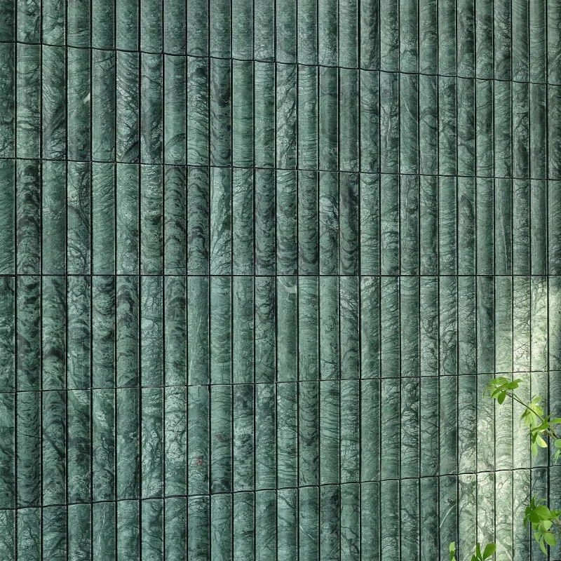 Dark green concave arc long mosaic natural stone retro B & B hotel dining coffee bar background wall
Dark green concave arc long mosaic natural stone retro B & B hotel dining coffee bar background wall