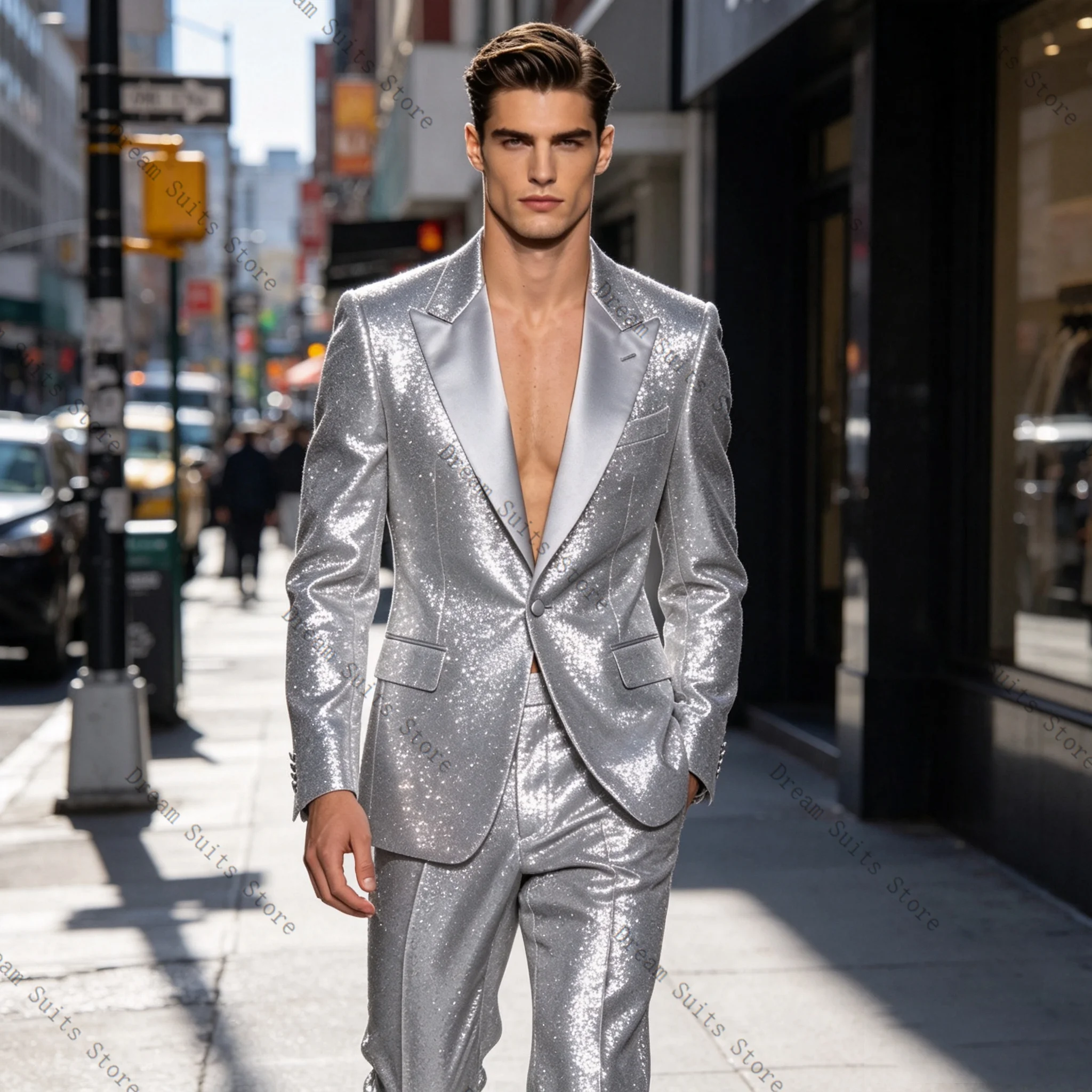 Silver Luxury Men Suit Set 2 Pcs Blazer+Pants Trousers Customized Formal Office Jacket Wedding Tuxedos Prom Coat
Silver Luxury Men Suit Set 2 Pcs Blazer+Pants Trousers Customized Formal Office Jacket Wedding Tuxedos Prom Coat