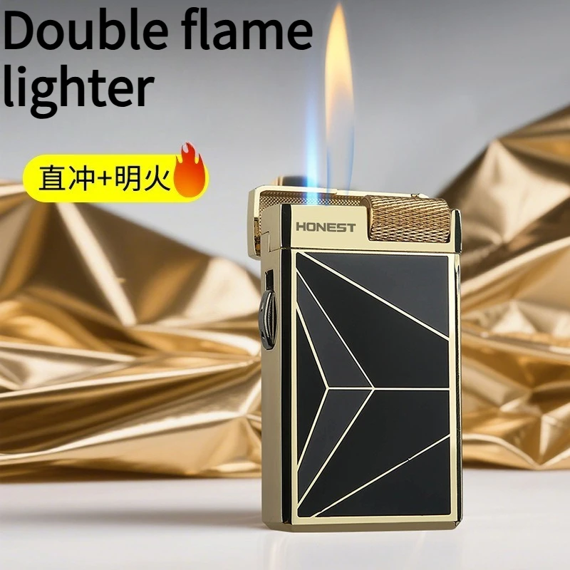 NEW Metal Dual Fire Direct Blue Flame Grinding Wheel Ignition Lighter Windproof and Visible Air Chamber Cigarette Lighter Gift
NEW Metal Dual Fire Direct Blue Flame Grinding Wheel Ignition Lighter Windproof and Visible Air Chamber Cigarette Lighter Gift