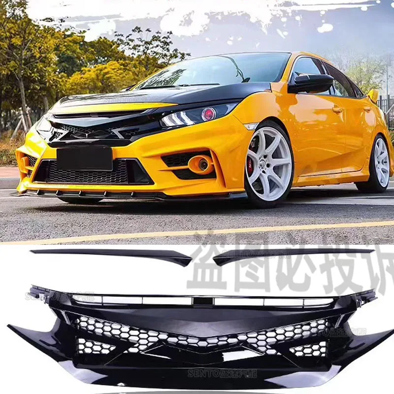 For 10th sedan Civic car bumper grille racing grille sport front bumper grille car accessories bright black ABS material used
For 10th sedan Civic car bumper grille racing grille sport front bumper grille car accessories bright black ABS material used
