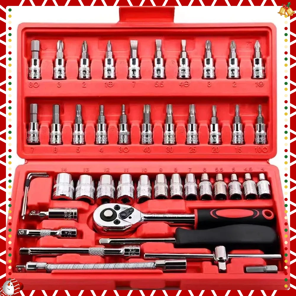 46-piece Auto Repair Combination Ratchet Wrench Toolbox, Auto Maintenance Vehicle-mounted Socket Repair Set Tools
46-piece Auto Repair Combination Ratchet Wrench Toolbox, Auto Maintenance Vehicle-mounted Socket Repair Set Tools