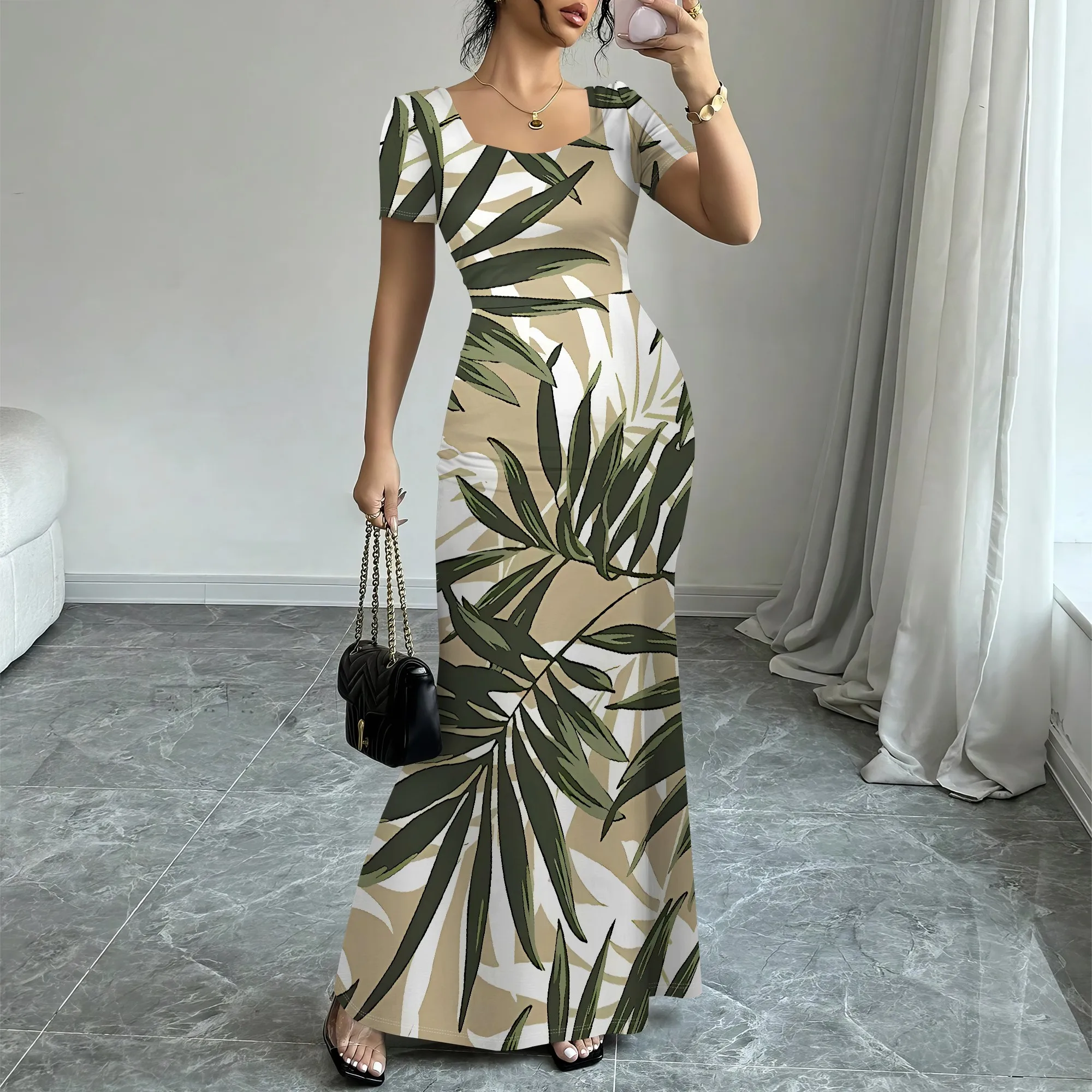 Nupusa Tropical Leaf Print Dress for Women Standard Size Summer Casual Square Neck Short Sleeve Maxi Dress
Nupusa Tropical Leaf Print Dress for Women Standard Size Summer Casual Square Neck Short Sleeve Maxi Dress