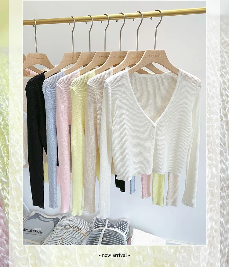 2026 Summer Thin Ice Silk Knit Sun Protection Women Cardigan Solid Color Casual Short Shawl Outerwear Air Conditioning Blouse 1 S4fb4d1dcd6ff4c30a2c7395abd0da2e6T