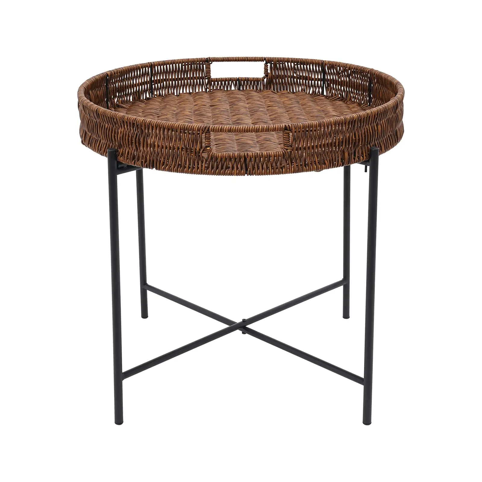 Small Round End Table, 19in Rattan End Tables, Wicker Rattan Side Table, Round S