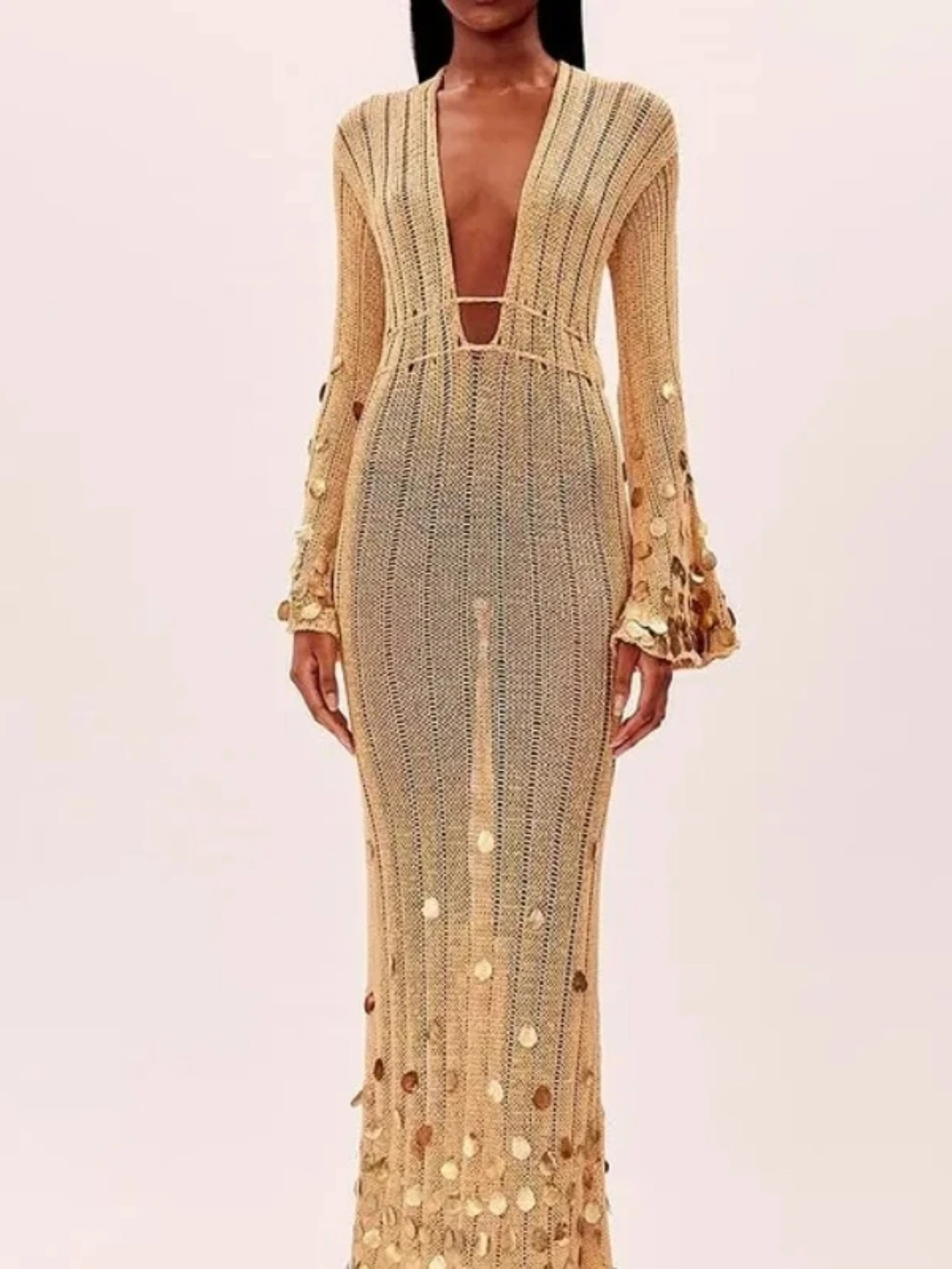 Роскошное вязаное платье макси с пайетками, приталенное, с длинными рукавами, для вечеринок, длинные прозрачные сетчатые клубные платья, вечерние наряды 2026
Роскошное вязаное платье макси с пайетками, приталенное, с длинными рукавами, для вечеринок, длинные прозрачные сетчатые клубные платья, вечерние наряды 2026