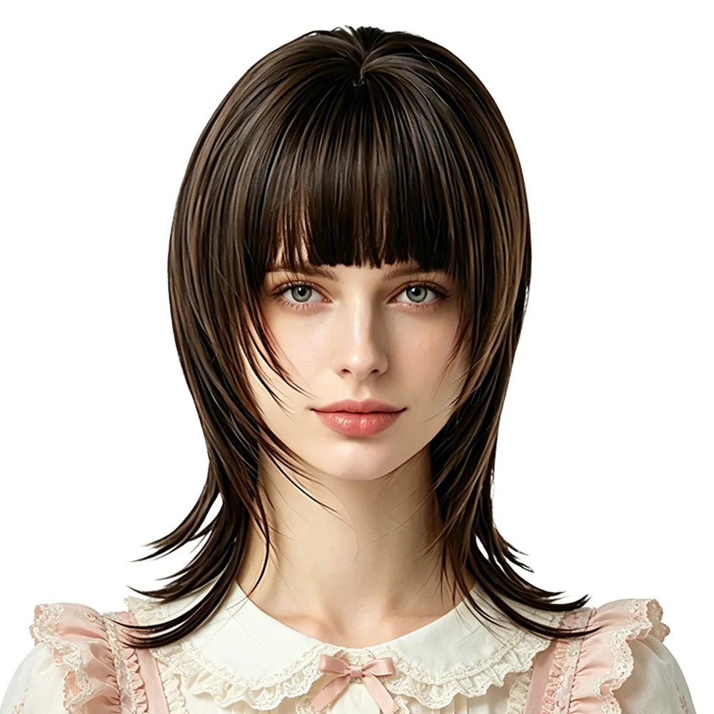 Cool Brown Wolf Cut Mullet Wig For Women Mid Length Air Bangs Natural Fluffy Heat Resistant Synthetic Hair Daily Cosplay Party
Cool Brown Wolf Cut Mullet Wig For Women Mid Length Air Bangs Natural Fluffy Heat Resistant Synthetic Hair Daily Cosplay Party