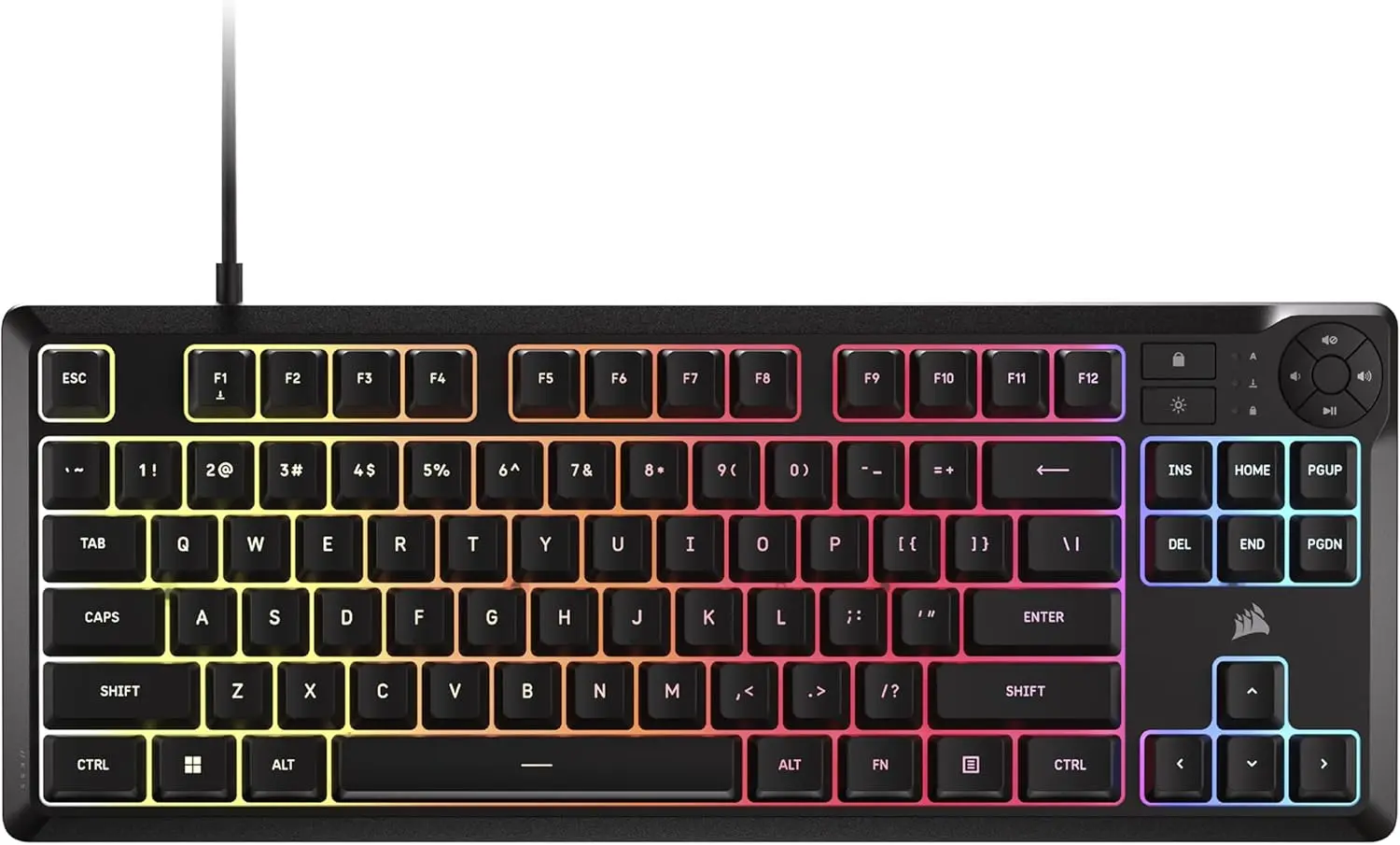 Compact TKL Gaming Keyboard, 8-Zone RGB, Spill-Resistant, Media Keys
Compact TKL Gaming Keyboard, 8-Zone RGB, Spill-Resistant, Media Keys