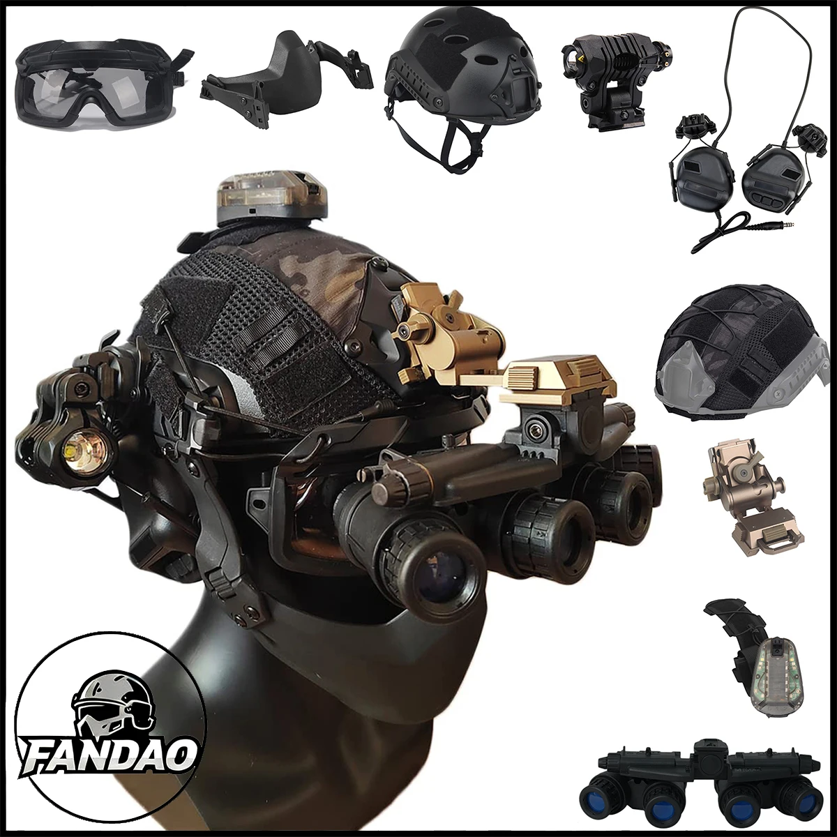 Airsoft Tactical Helmet Set with Soundproof Headset Paintball Mask Goggles Flashlight NVG Model for Outdoor Protective Equipment
Airsoft Tactical Helmet Set with Soundproof Headset Paintball Mask Goggles Flashlight NVG Model for Outdoor Protective Equipment