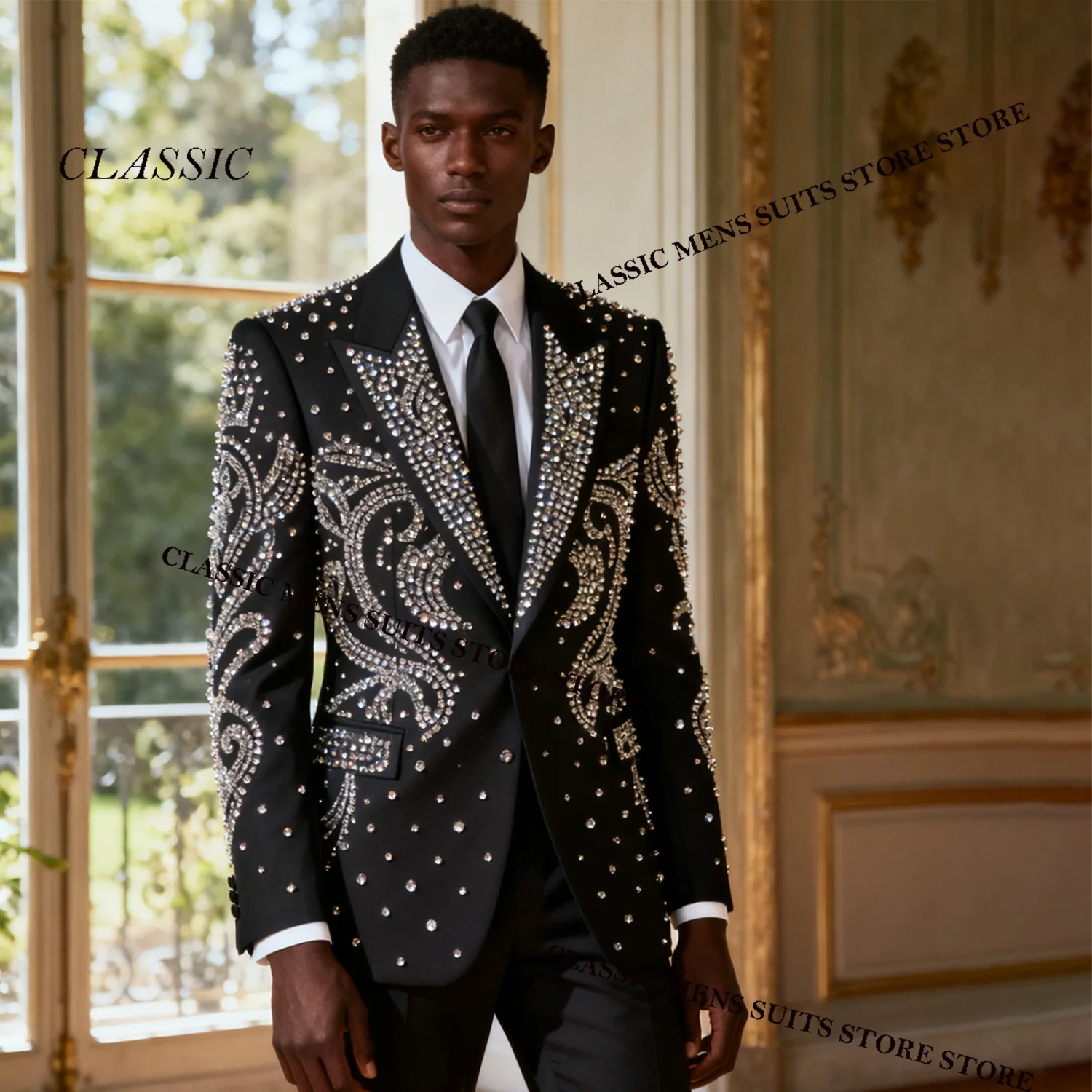 Customized Luxury Tuxedos Men Suits Exegant Diamond Decoration Peaked Lapel Groom 2 Pieces Set Wedding Male Prom Blazers suits
Customized Luxury Tuxedos Men Suits Exegant Diamond Decoration Peaked Lapel Groom 2 Pieces Set Wedding Male Prom Blazers suits