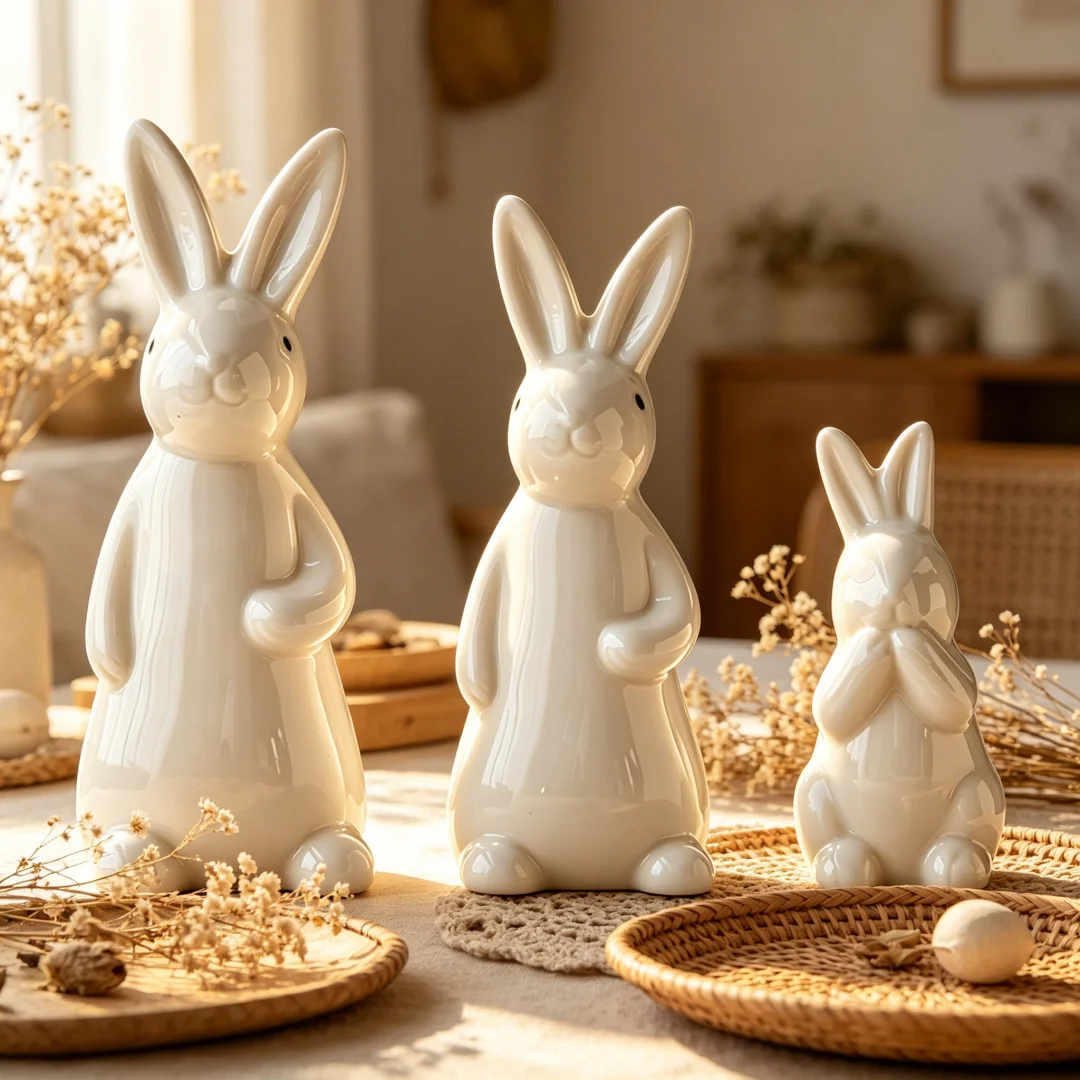 3Pcs White Ceramic Rabbit Figurines Family Bunny Statues Minimalist Easter Decor Home Tabletop Ornament Gift for Living Room
3Pcs White Ceramic Rabbit Figurines Family Bunny Statues Minimalist Easter Decor Home Tabletop Ornament Gift for Living Room