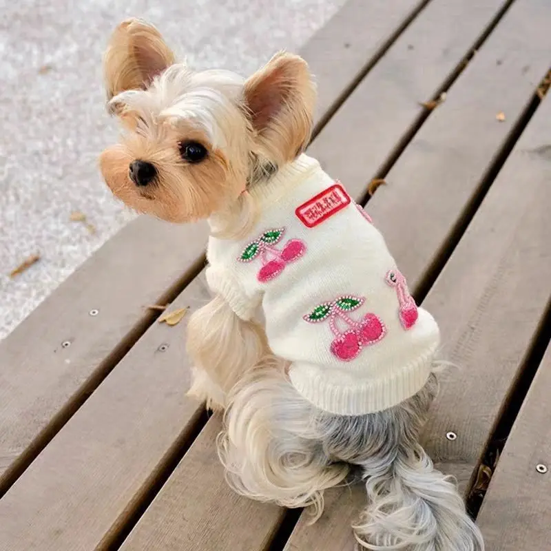 Cherry Dog Clothes Winter Pet Sweater Small Dog Warm Fruit Knit Pullover Beautiful Sleeveless Pullover for Maltese 
Cherry Dog Clothes Winter Pet Sweater Small Dog Warm Fruit Knit Pullover Beautiful Sleeveless Pullover for Maltese
