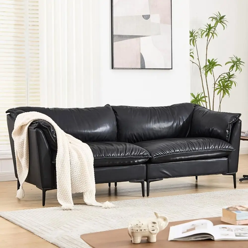 Industrial Style 2-Seater Loveseat Sofa with Removable PU Leather Cover and Metal Legs for Living Room or Office, Black
Industrial Style 2-Seater Loveseat Sofa with Removable PU Leather Cover and Metal Legs for Living Room or Office, Black