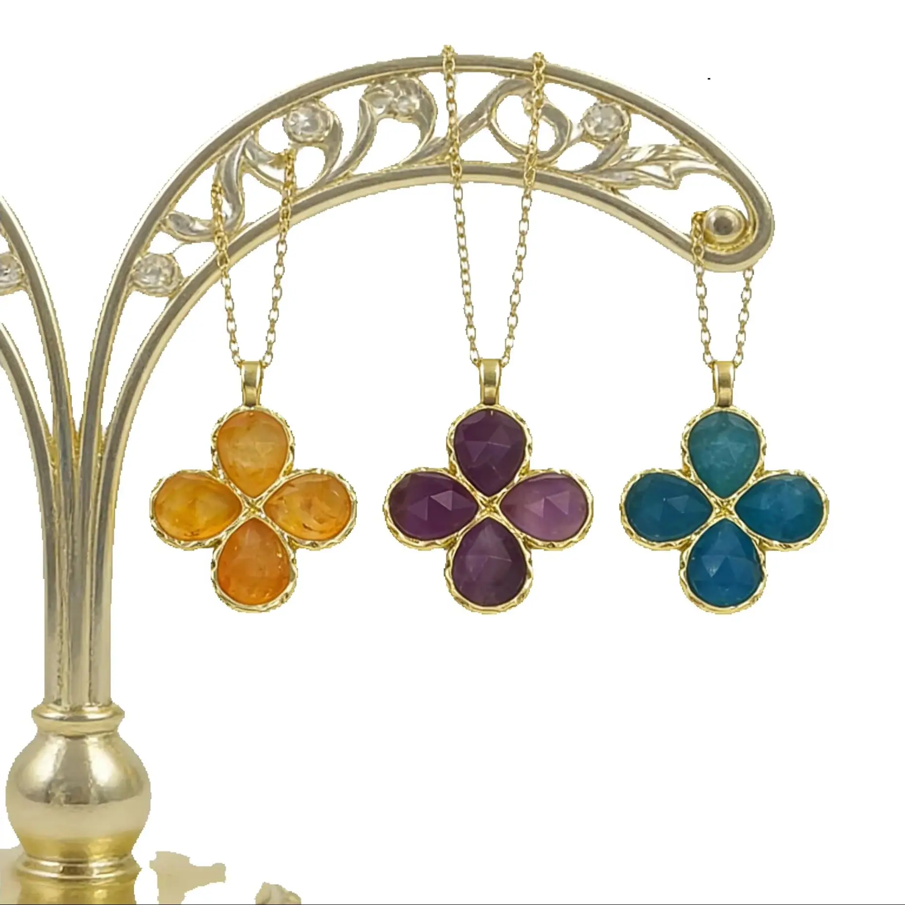 WT-P2090 Lucky Four-Leaf Clover Compact And Exquisite Charms With 18K Gold Plated Colored Quartz Gemstone Pendants
WT-P2090 Lucky Four-Leaf Clover Compact And Exquisite Charms With 18K Gold Plated Colored Quartz Gemstone Pendants