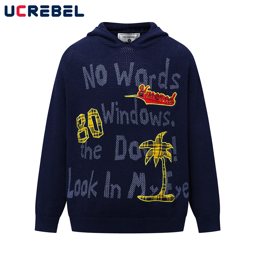 Letter Patch Embroidery Hooded Sweater Mens Autumn Winter High Street Loose Long Sleeve Knitted Pullover Man
Letter Patch Embroidery Hooded Sweater Mens Autumn Winter High Street Loose Long Sleeve Knitted Pullover Man
