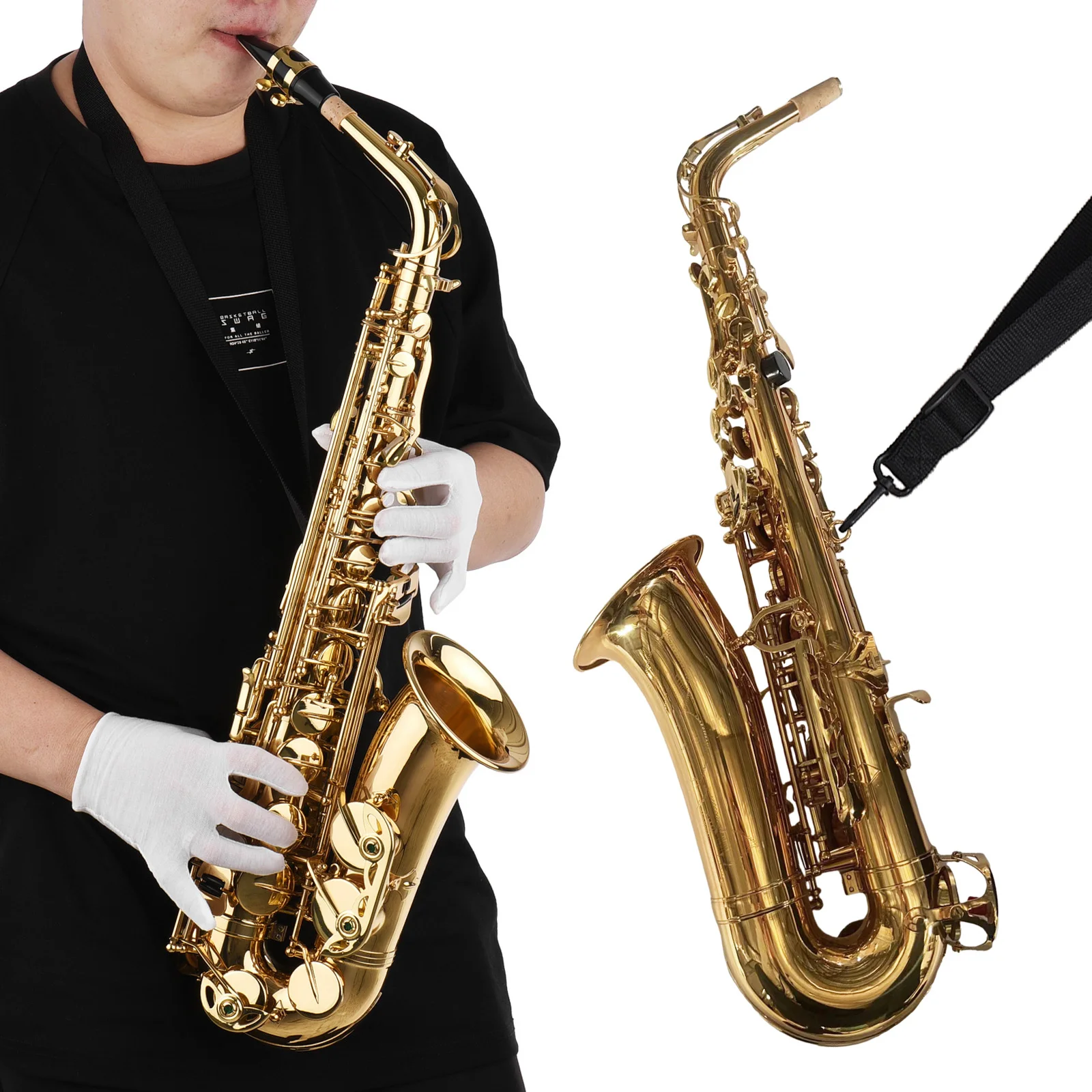 Golden Eb Alto Saxophone Sax Brass Body White Shell Keys Woodwind Instrument with Carry Case
Golden Eb Alto Saxophone Sax Brass Body White Shell Keys Woodwind Instrument with Carry Case