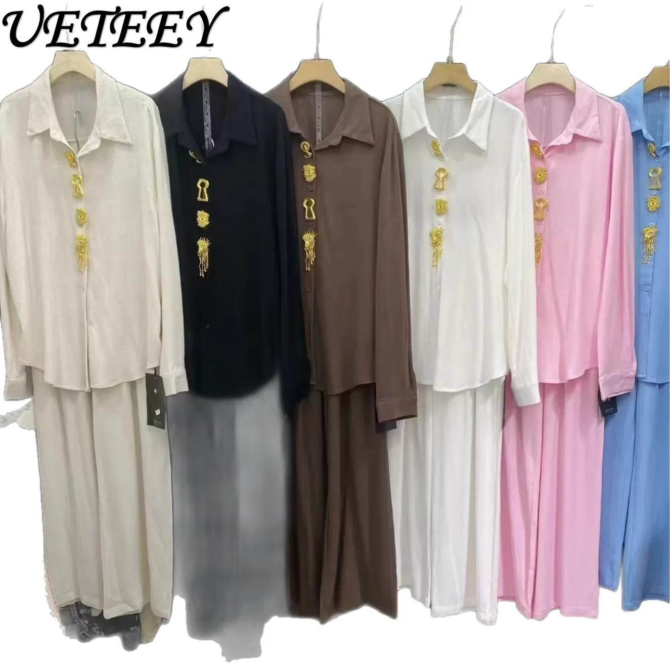 Trendy Loose Fit Comfortable Linen Shirt Pants Set Women 2026 New Style Metallic Accents Blouse Wide-leg Casual Two-piece Outfit
Trendy Loose Fit Comfortable Linen Shirt Pants Set Women 2026 New Style Metallic Accents Blouse Wide-leg Casual Two-piece Outfit