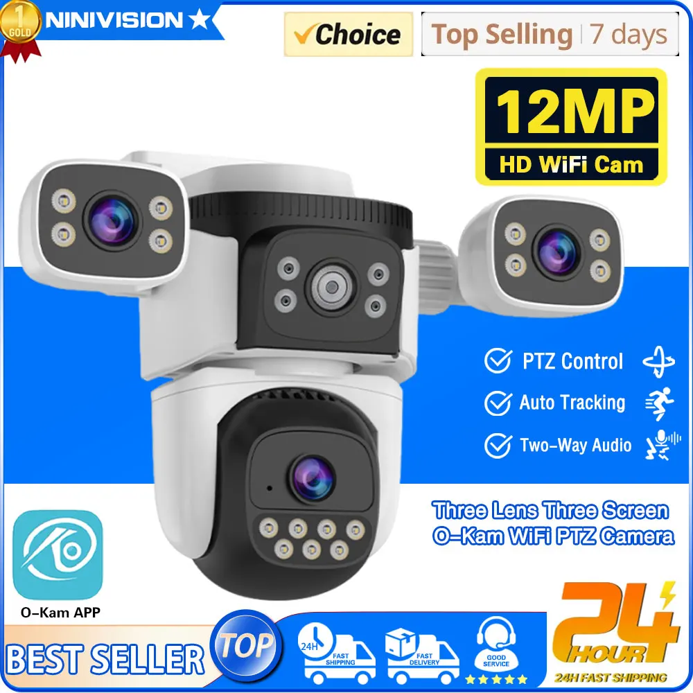 6K 12MP PTZ WiFi Camera 3-Lens 3-Screen Surveillance Camera Outdoor Security CCTV Auto Tracking IP Security Cameras APPO-Kam
6K 12MP PTZ WiFi Camera 3-Lens 3-Screen Surveillance Camera Outdoor Security CCTV Auto Tracking IP Security Cameras APPO-Kam