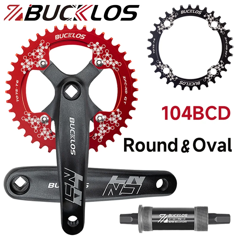 BUCKLOS Bicycle Square Hole Crankset 104BCD Bike Crankset 170mm 7075 Aluminum Alloy Chainring with Bottom Brackets MTB Parts
BUCKLOS Bicycle Square Hole Crankset 104BCD Bike Crankset 170mm 7075 Aluminum Alloy Chainring with Bottom Brackets MTB Parts