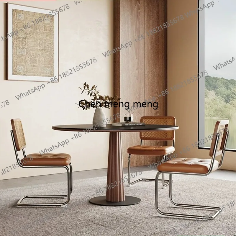 French medieval solid wood round dining table 2026 new modern simple rock slab American home
French medieval solid wood round dining table 2026 new modern simple rock slab American home