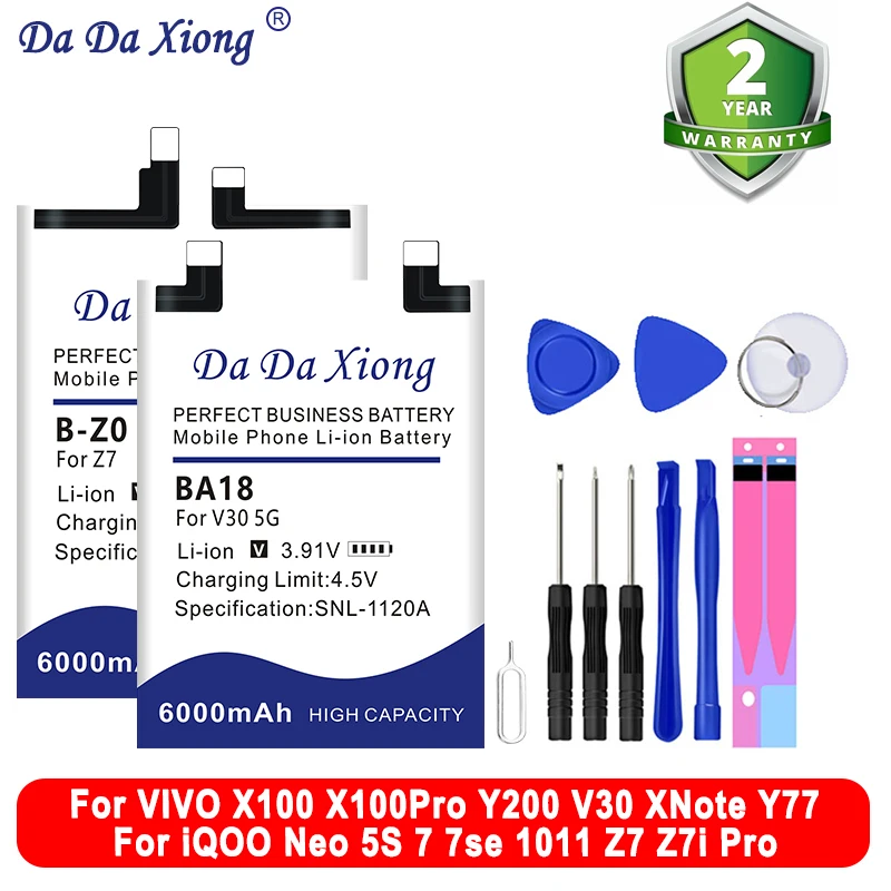 B-V9 B-W7 B-X9 B-Y9 B-Z0 BA06 BA16 BA18 Аккумулятор для VIVO X100 X100Pro Y200 V30 XNote Y77, для iQOO Neo 5S 7se 1011 Z7 Z7i Pro
B-V9 B-W7 B-X9 B-Y9 B-Z0 BA06 BA16 BA18 Аккумулятор для VIVO X100 X100Pro Y200 V30 XNote Y77, для iQOO Neo 5S 7se 1011 Z7 Z7i Pro