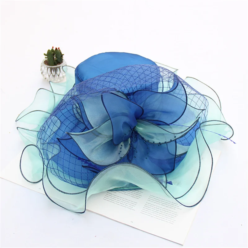 2023 Summer Church Hats For Women Elegant Large Brim Organza Fascinator Party Wedding Fedora Big Flower Ladies Sun Hat 
2023 Summer Church Hats For Women Elegant Large Brim Organza Fascinator Party Wedding Fedora Big Flower Ladies Sun Hat