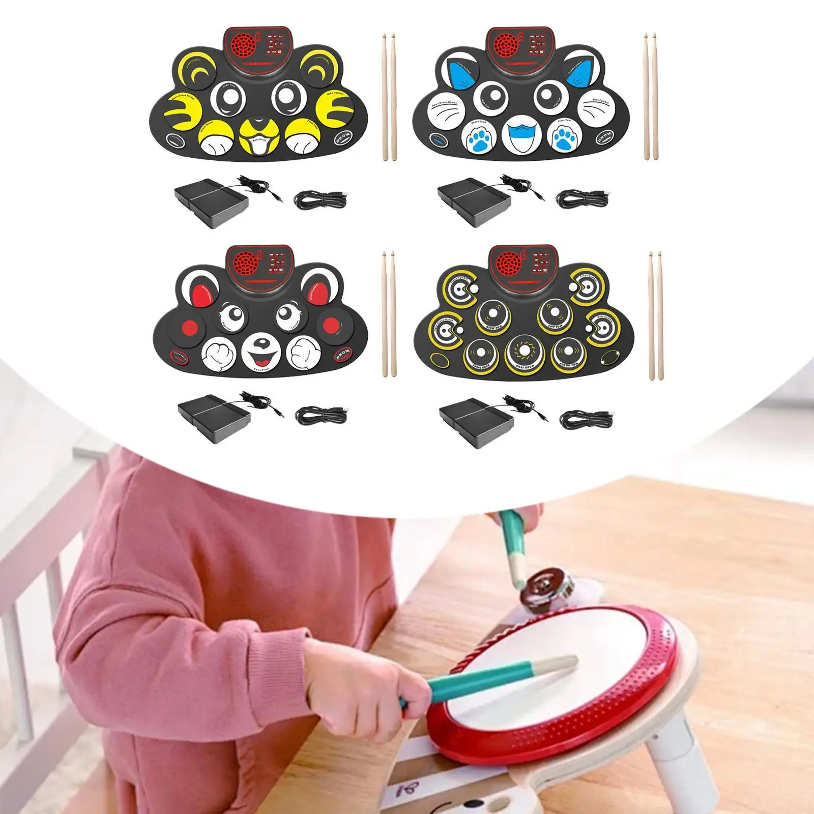 Hand Roll Drum Set Gifts Compact Professional Supplies Silicone Multipurpose with Drumsticks Music Instrument Electric Drum Set
Hand Roll Drum Set Gifts Compact Professional Supplies Silicone Multipurpose with Drumsticks Music Instrument Electric Drum Set