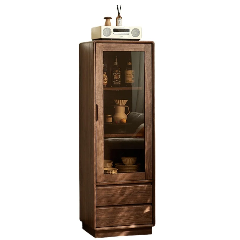 North American Black Walnut Wine Cabinet Nordic Standing Cabinet Living Room Glass Display Locker
North American Black Walnut Wine Cabinet Nordic Standing Cabinet Living Room Glass Display Locker