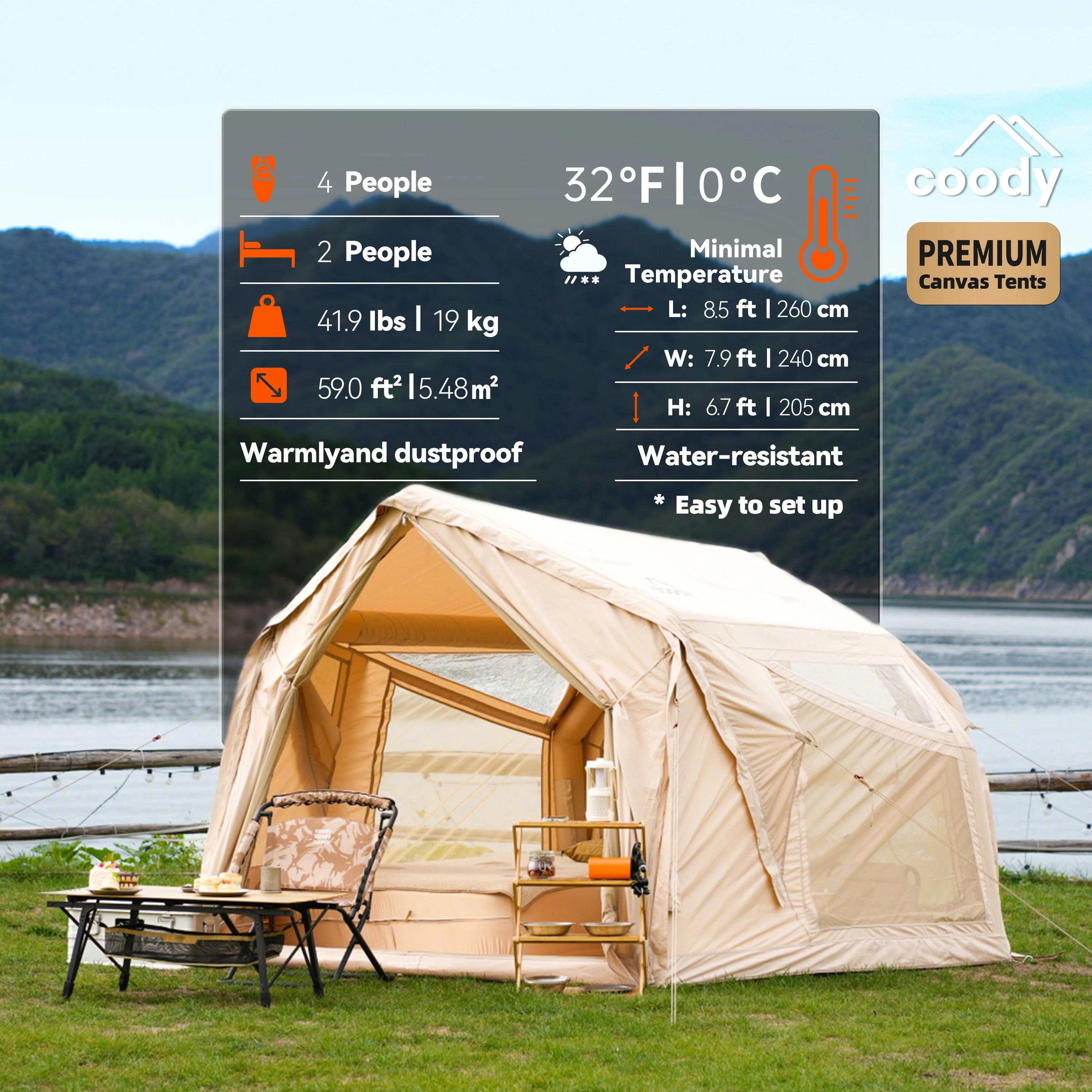 Надувная палатка Coody Yustona Air Tent-Beige для кемпинга и глэмпинга, портативная, современный дизайн, для активного отдыха, для квадроциклов и UTV
Надувная палатка Coody Yustona Air Tent-Beige для кемпинга и глэмпинга, портативная, современный дизайн, для активного отдыха, для квадроциклов и UTV