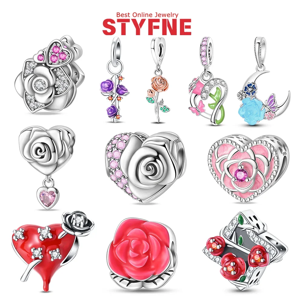 Silver 925 Flower Series Heart Rose Night Rose Charms Pendants Fit Bracelet Necklace DIY Fine Jewelry Women Gifts Making
Silver 925 Flower Series Heart Rose Night Rose Charms Pendants Fit Bracelet Necklace DIY Fine Jewelry Women Gifts Making