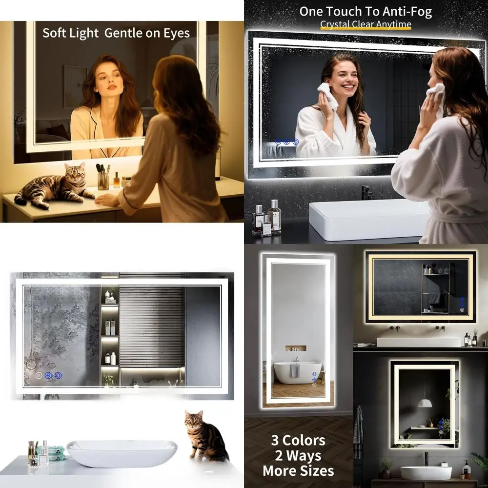 Светодиодное противотуманное зеркало для ванной комнаты, 42x24, светильники с плавной регулировкой яркости, 3 цветовых режима, закаленное стекло, функция памяти, водонепроницаемость
Светодиодное противотуманное зеркало для ванной комнаты, 42x24, светильники с плавной регулировкой яркости, 3 цветовых режима, закаленное стекло, функция памяти, водонепроницаемость