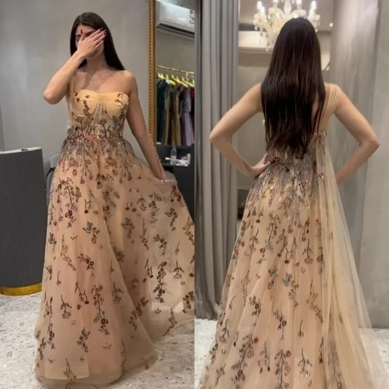 Customized Jiayigong Tulle Applique Draped Cocktail Party A-line Strapless Bespoke Occasion Gown Long Dresses
Customized Jiayigong Tulle Applique Draped Cocktail Party A-line Strapless Bespoke Occasion Gown Long Dresses